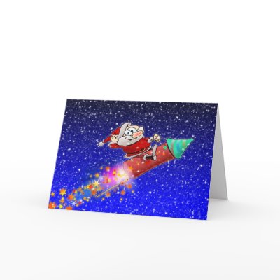 Rocket Santa Cards by gnurf