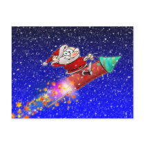 Rocket Santa postcards
