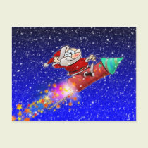 Rocket Santa postcards