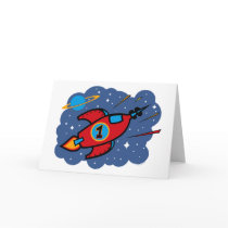 Rocket Ship 1st Birthday cards by pinkinkart Rocket Ship 1st Birthday cards