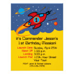 Rocket Ship 1st Birthday Custom Invitations