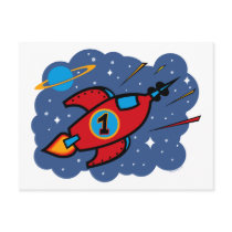 Rocket Ship 1st Birthday Post Cards