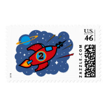 Rocket Ship 2nd Birthday Postage
