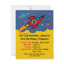 Rocket Ship 3rd Birthday Custom Invitations