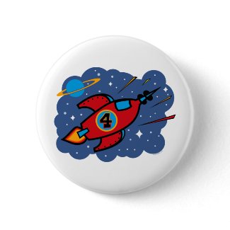 Rocket Ship 4th Birthday button
