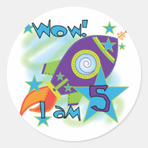 Rocket Ship 5th Birthday T-shirts and Gifts Sticker