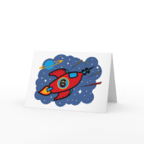 Rocket Ship 6th Birthday cards by pinkinkart Rocket Ship 6th Birthday cards