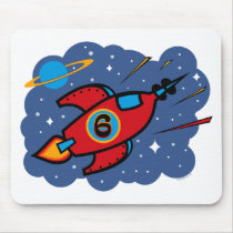 Rocket Ship 6th Birthday Mouse Mats