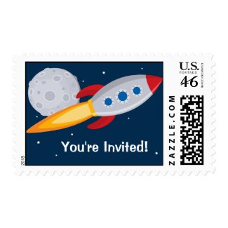 Rocket Ship Birthday Stamps stamp