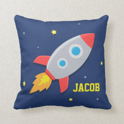 Rocket Ship, Outer Space, For Kids Room Throw Pillows