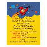 Rocket Ship Sage Birthday Invitations