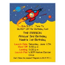 Rocket Ship Sage Birthday Invitations