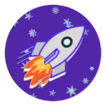 Rocket Ship Round Sticker