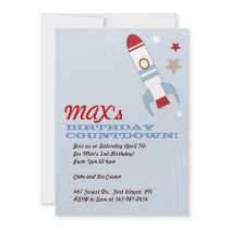 Rocket Ship Themed Birthday Invitations