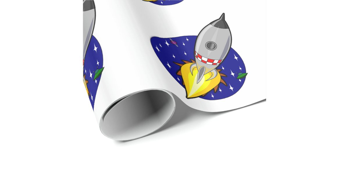 Rocket Ship Wrapping Paper Zazzle