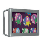 Rocket ships cartoon belt buckles