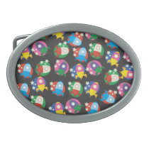 Rocket ships cartoon oval belt buckle