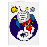 rocket space birthday kid card