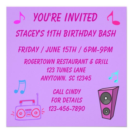 Rockin' Birthday Invite