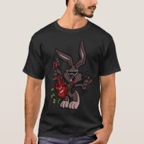 rockin, bunny, rabbit, guitar, music, easter, jam, bands, T-shirt/trøje med brugerdefineret grafisk design