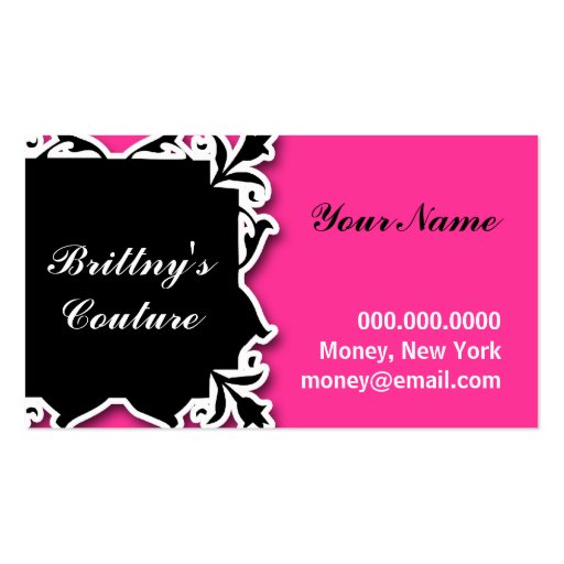 ROCKIN' COUTURE BUSINESS CARD (back side)