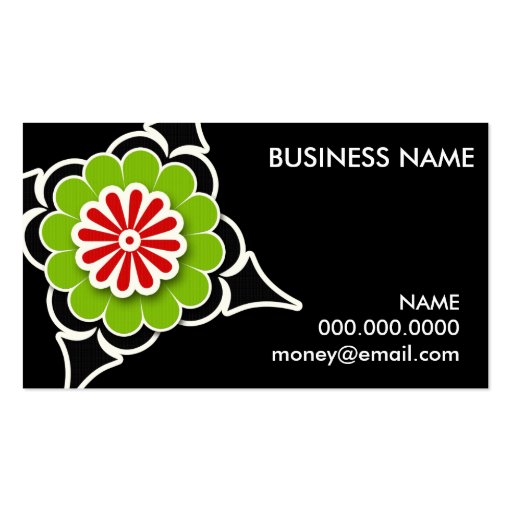 ROCKIN' FLOWER BURST BUSINESS CARD (front side)
