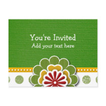 ROCKIN' FLOWER FABRIC INVITATION postcards by Jill311 ROCKIN' FLOWER FABRIC INVITATION postcards