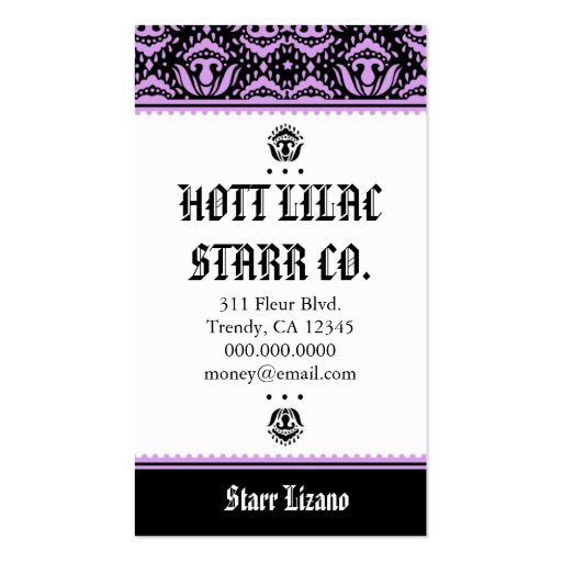 ROCKIN' *HOTT LILAC STARR BUSINESS CARD (front side)