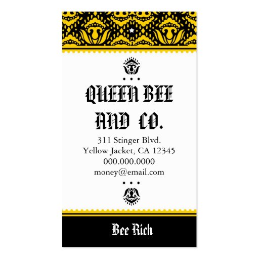 ROCKIN' *QUEEN BEE BUSINESS CARDS (front side)