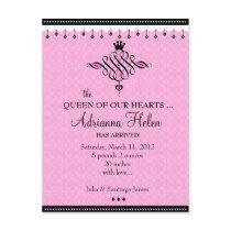 ROCKIN' QUEEN OF HEARTS ITS A GIRL ANNOUNCEMENT postcards