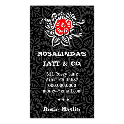 ROCKIN' TATTOO ROSE BUSINESS CARD (front side)