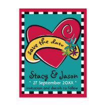 Rockin' Tattoo "Save the Date" Postcard by whimsical_weddings Rockin' Tattoo "Save the Date" Postcard