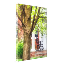 Rocking Chair on Porch Stretched Canvas Prints
