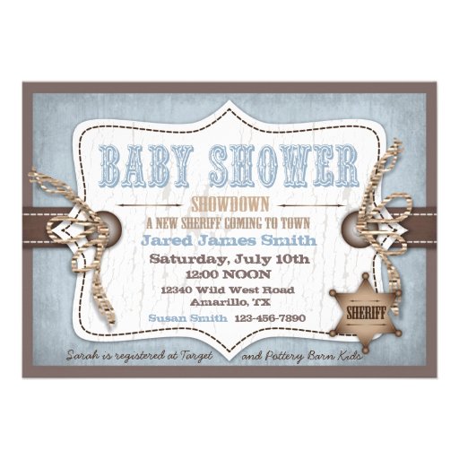 Rocking Horse Cowboy Baby Shower Blue Custom Invite