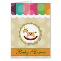 Rocking Horse Polka Dots Baby Shower Greeting Card
