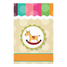 Rocking Horse Polka Dots Baby Shower Custom Stationery