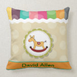 Rocking Horse Polka Dots Baby Shower Throw Pillow