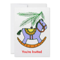 Rocking Horse Xmas Ornament Personalized Invite