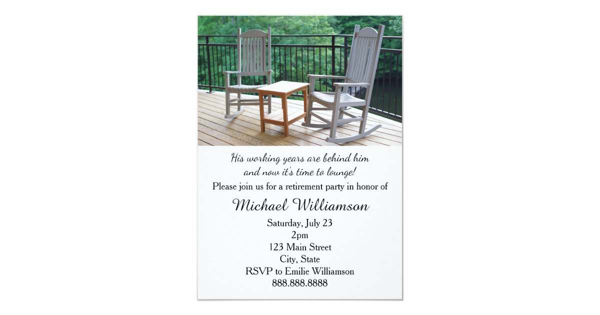 Rocking Porch Chairs Retirement Party Card Zazzle