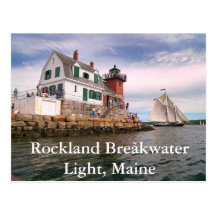 Rockland Breakwater Light, Maine Postcard