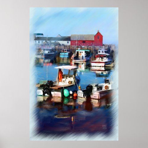 Rockport Harbor Painting Print (Standard Canvas) print