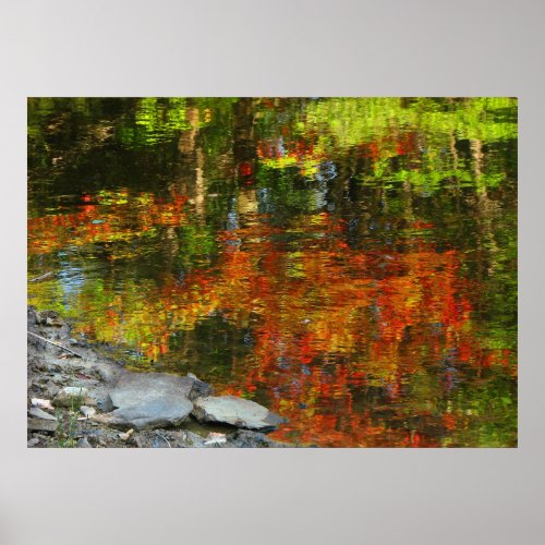 Rocks and Autumn Reflections Poster print