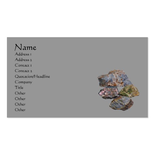 Rocks And Minerals Business Card (front side)