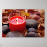 Rocks, Leaves, and candle poster