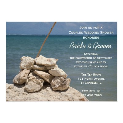 Rocks on Beach Couples Wedding Shower Invitation