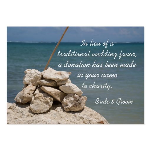 Rocks on Beach Wedding Charity Favor Card Business Card Template (front side)