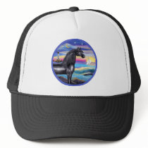 Rocks-Sea-Black Arabian Horse (round) hats
