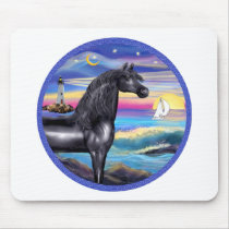 Rocks-Sea-Black Arabian Horse (round) mousepads by heartsonggallery Rocks-Sea-Black Arabian Horse (round) mousepads