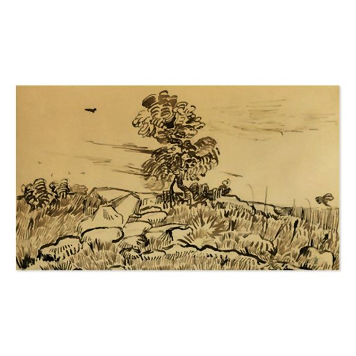 Rocks with Oak Tree, Vincent van Gogh Business Cards (back side)