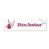 Rockstar Guitar Bumper Sticker, Fuchsia bumper stickers